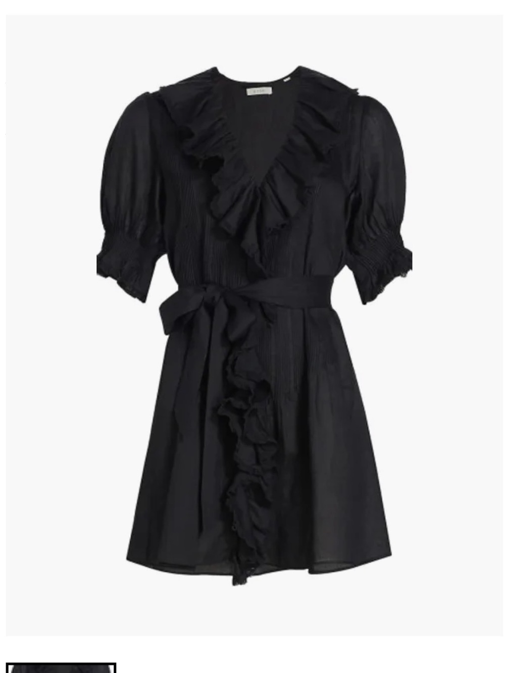 DOEN Black Piper Belted Ruffled Minidress